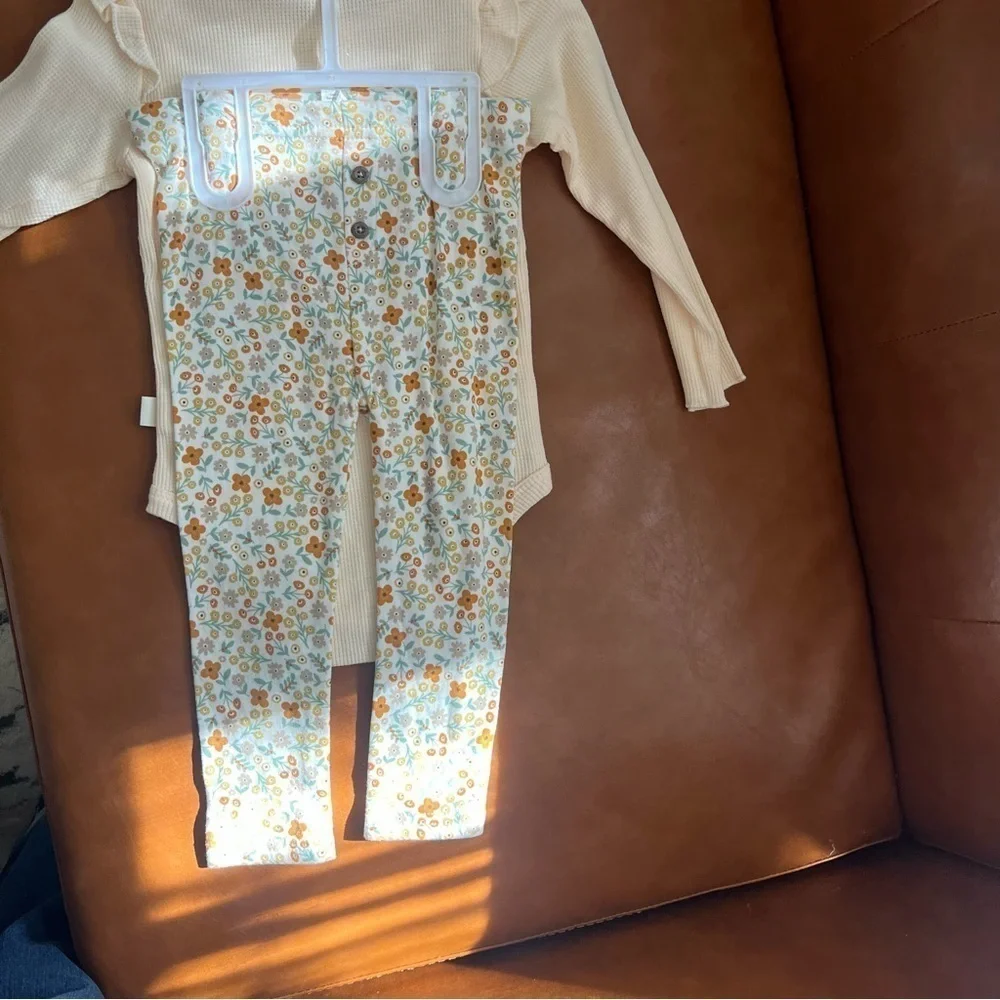 Kit+Pearl Baby Toddler Girl Pants Bodysuit Hair Band 24M Matching Set Floral NWT
